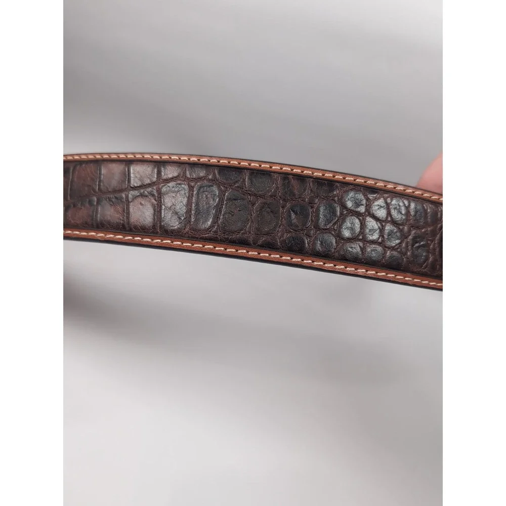 ARIAT Buckle Belt Handcrafted Tooled Leather 34 Cowhide Stitched Cowboy Vintage